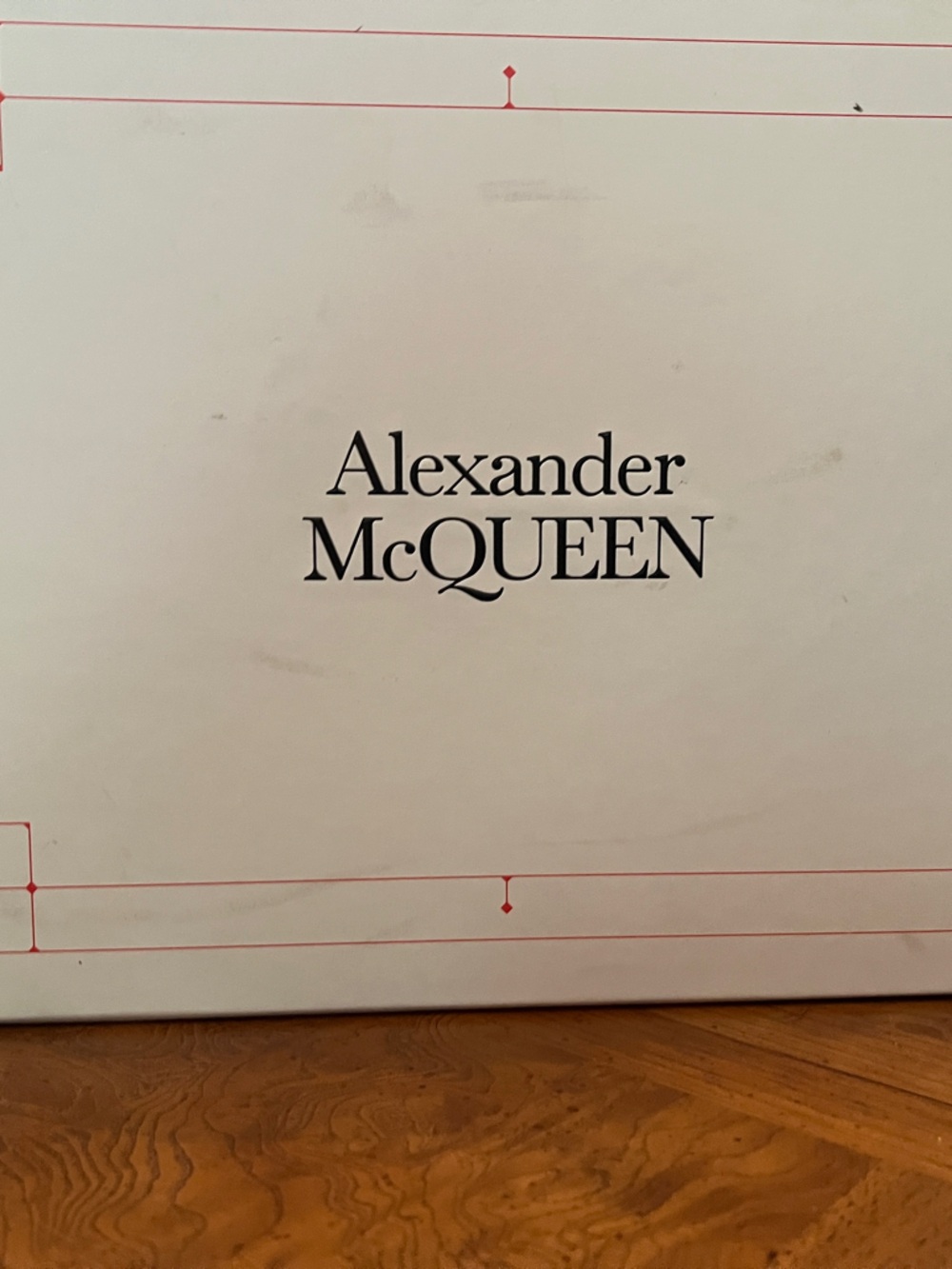 Alexander McQueen White Box with Red Accent Border